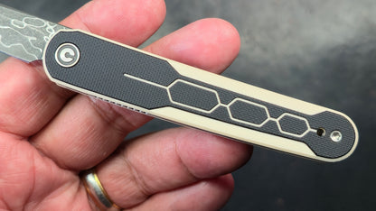 Civivi KwaiQ Ivory/Black G10 Handle Damascus Tanto (NEW)