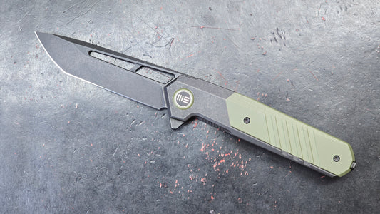 WeKnife Arsenal Titanium/Integral Green G10 3.56" CPM-20CV Black Stonewashed (NEW)