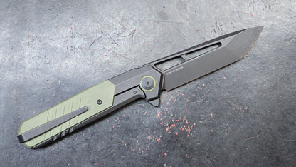WeKnife Arsenal Titanium/Integral Green G10 3.56" CPM-20CV Black Stonewashed (NEW)