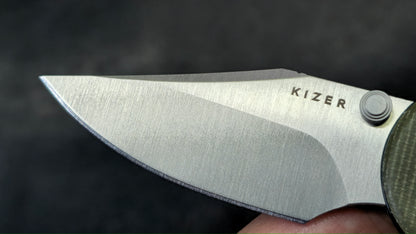 Kizer Drop Bear 2 Green Micarta Handle Nitro-V Clip Point (NEW)