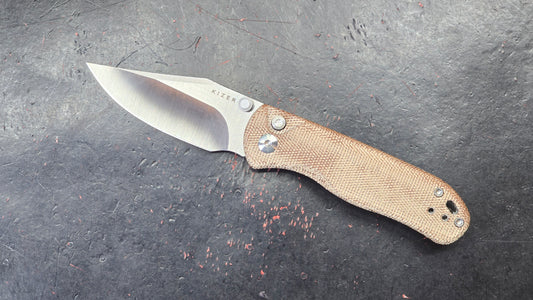 Kizer Drop Bear 2 Brown Micarta Handle Nitro-V Clip Point (NEW)