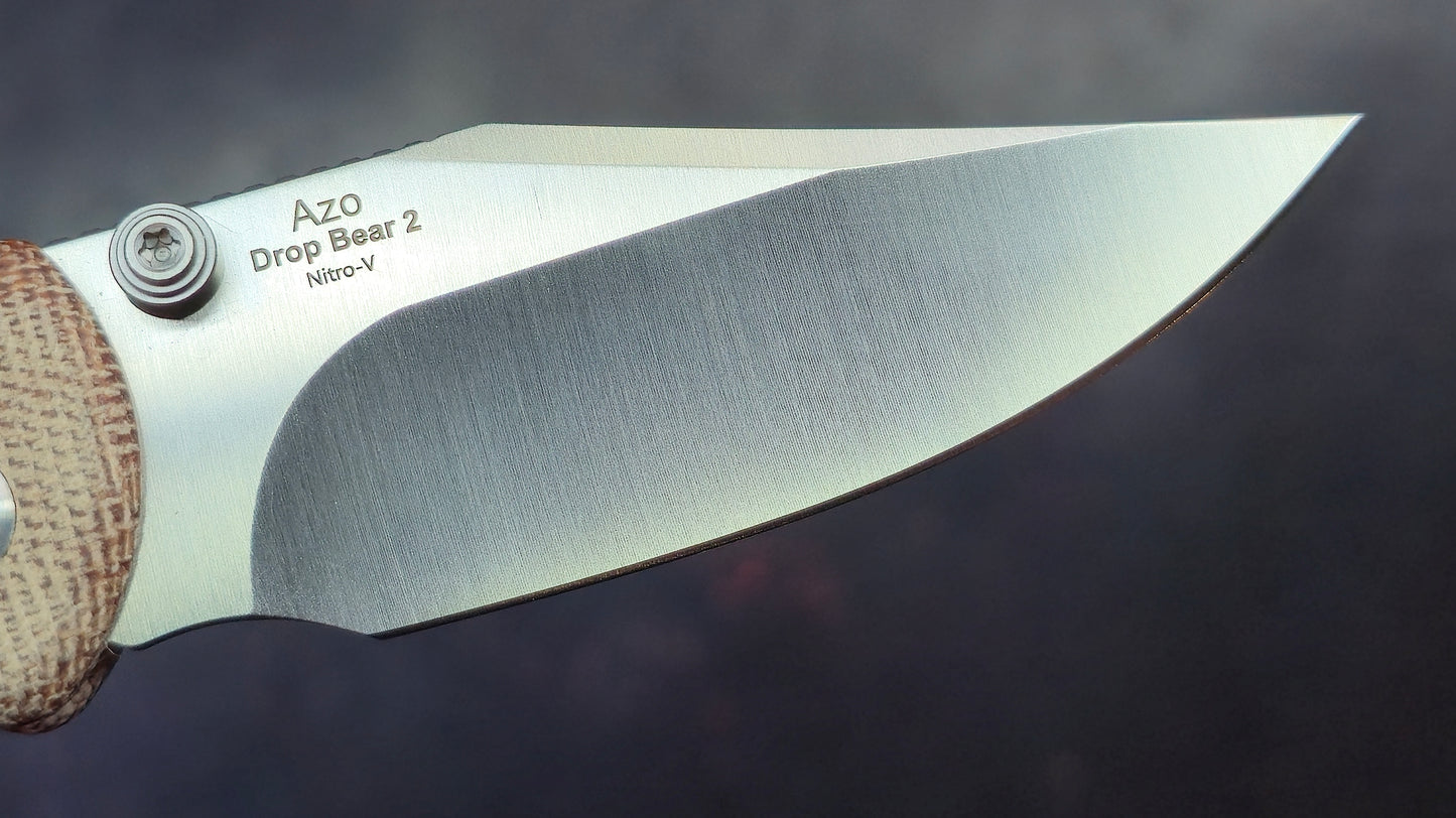 Kizer Drop Bear 2 Brown Micarta Handle Nitro-V Clip Point (NEW)