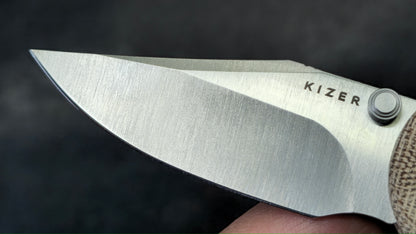 Kizer Drop Bear 2 Brown Micarta Handle Nitro-V Clip Point (NEW)
