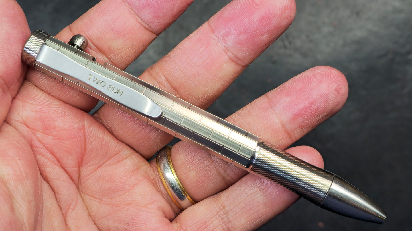 TwoSun Pen-10 Tactical Pen Titanium Alloy Body Black Ink (NEW)