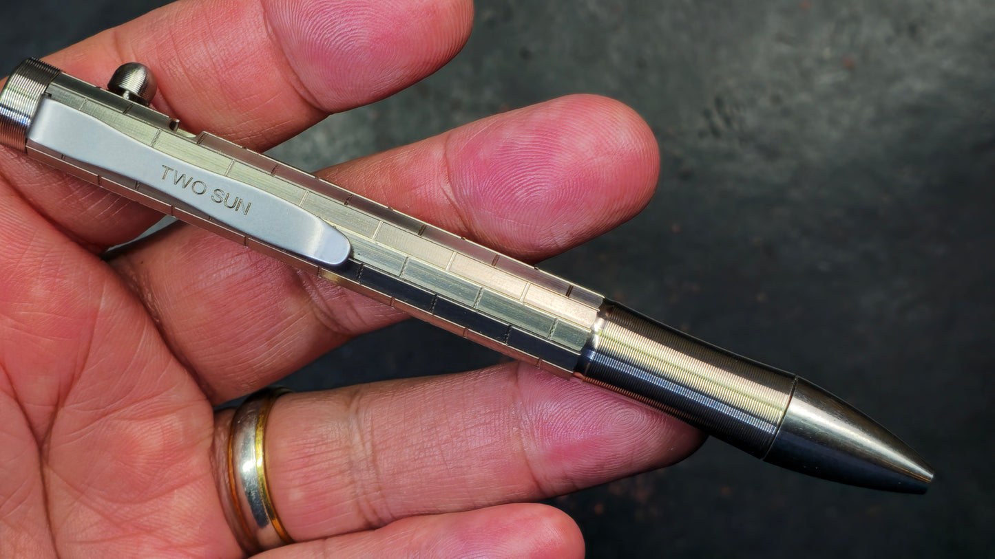 TwoSun Pen-10 Tactical Pen Titanium Alloy Body Black Ink (NEW)