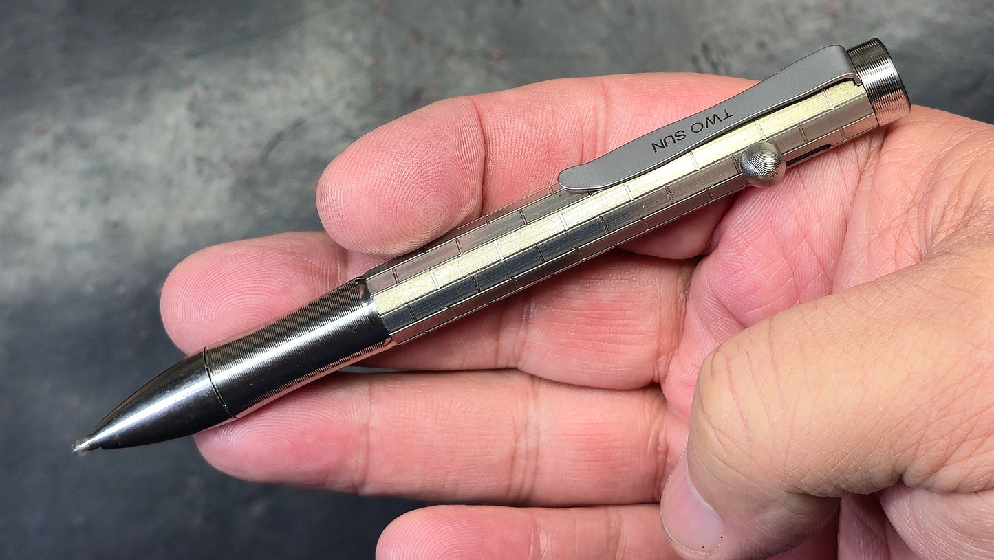 TwoSun Pen-10 Tactical Pen Titanium Alloy Body Black Ink (NEW)
