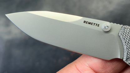 Remette WD107 Button Lock Micarta Handle 14C28N Blade, (NEW)
