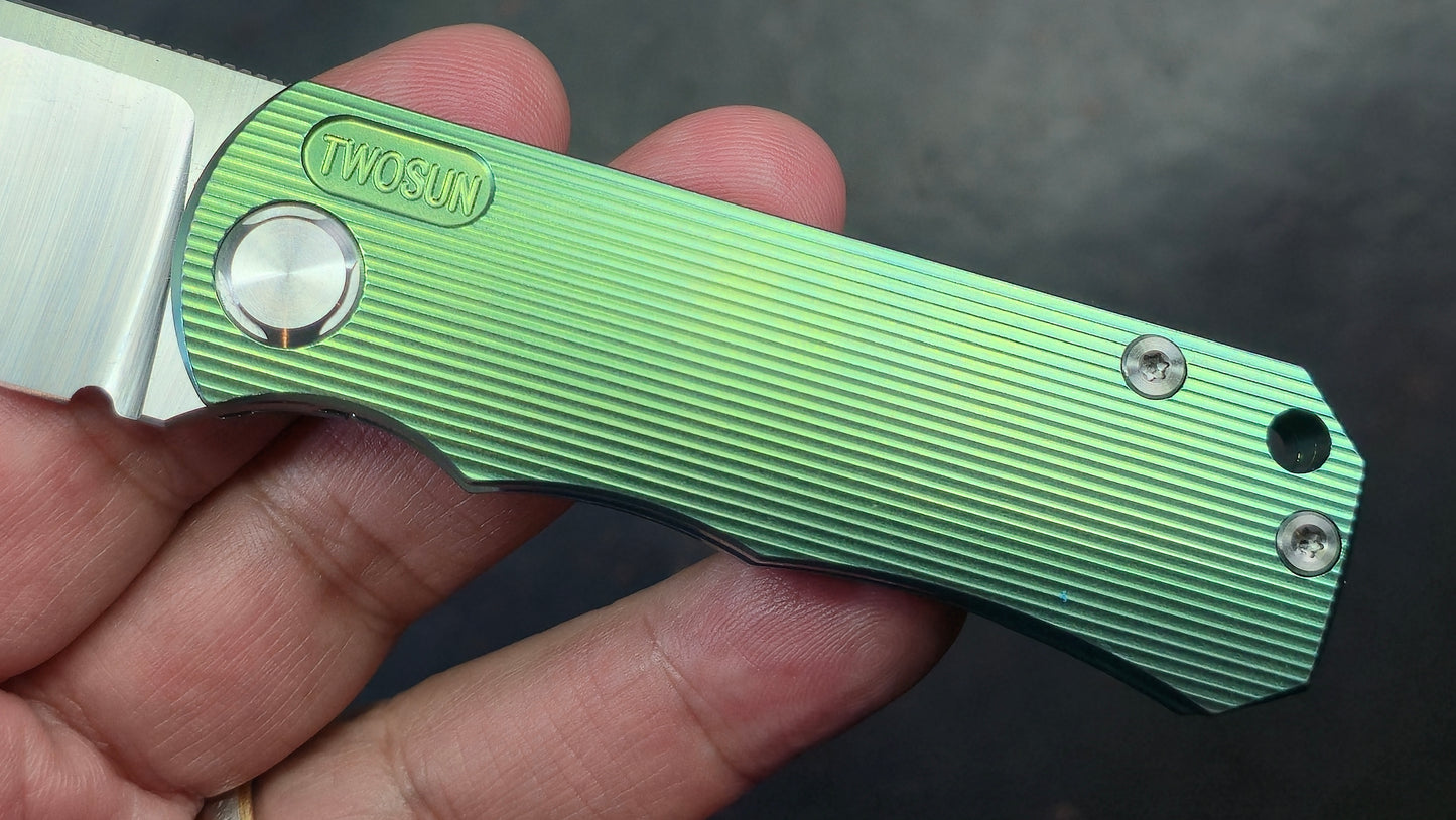 TwoSun  TS349 Green Titanium Handle M390 (NEW)