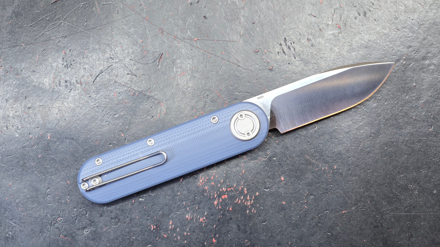 Vosteed Corgi V 295 Blue G10 Handle N690 Drop Point (New)