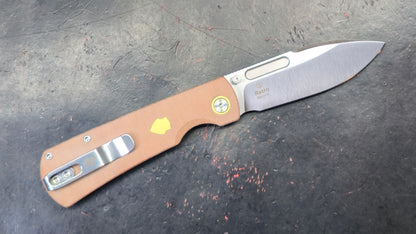 Kizer Retro Khaki Micarta/Brass Handle Nitro-V Drop Point (NEW)