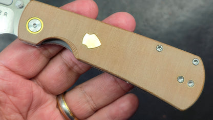 Kizer Retro Khaki Micarta/Brass Handle Nitro-V Drop Point (NEW)
