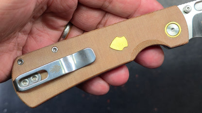 Kizer Retro Khaki Micarta/Brass Handle Nitro-V Drop Point (NEW)