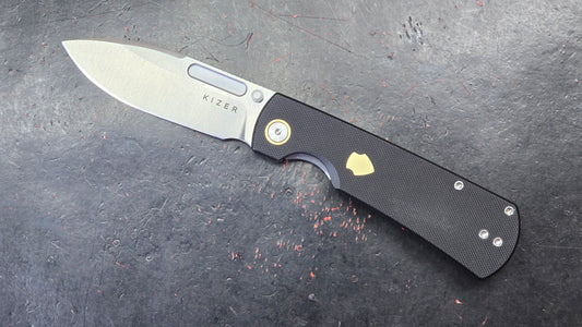Kizer Retro Black G10/Brass Handle Nitro-V Drop Point (NEW)