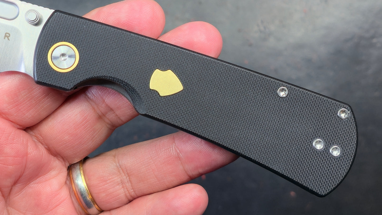 Kizer Retro Black G10/Brass Handle Nitro-V Drop Point (NEW)