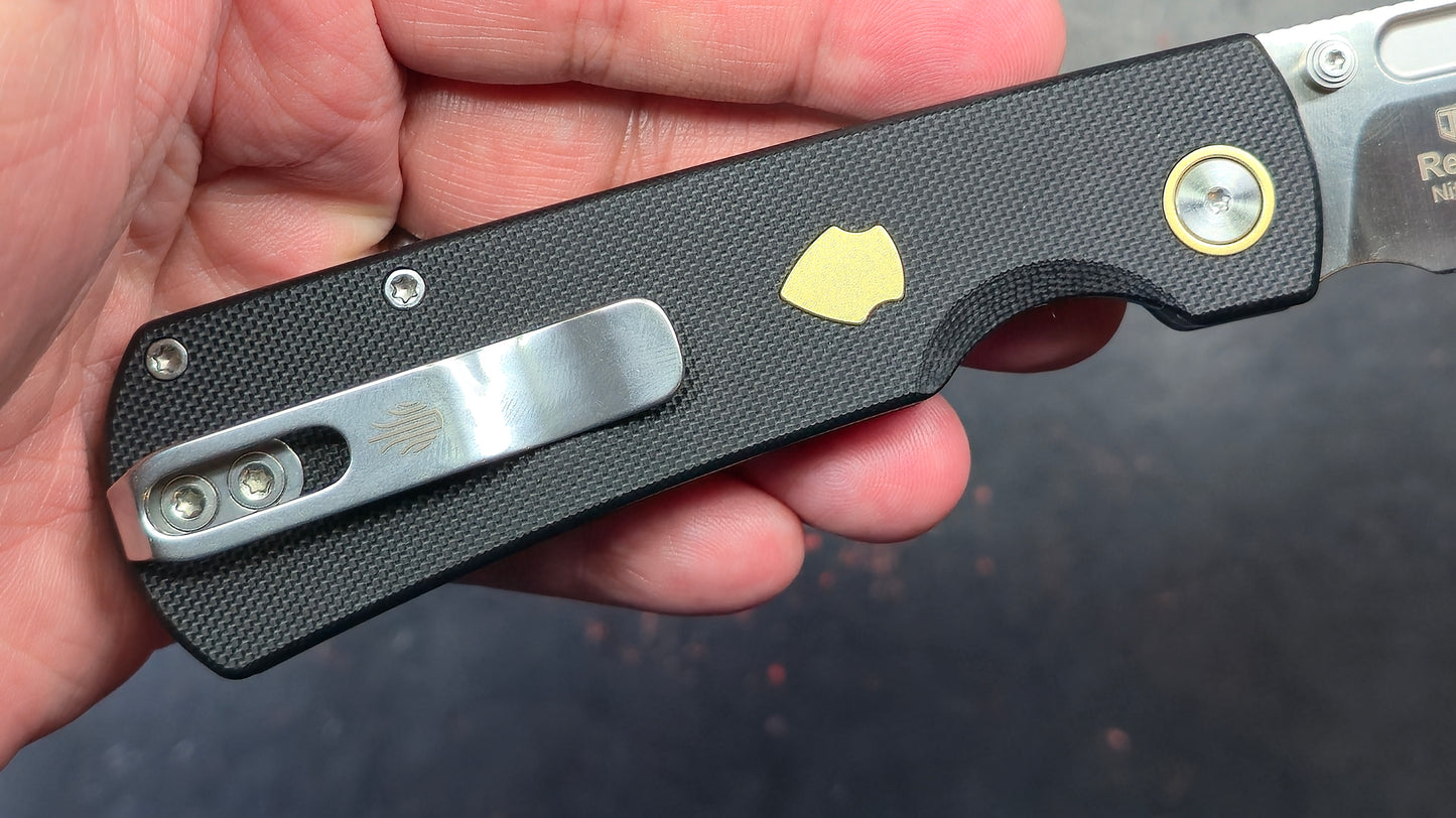 Kizer Retro Black G10/Brass Handle Nitro-V Drop Point (NEW)