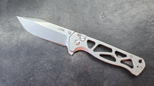 CJRB Chord Button Lock Folding Knife Stainless Skeletonized Handle AR-RPM9 (NEW)