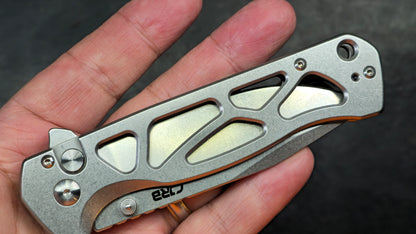 CJRB Chord Button Lock Folding Knife Stainless Skeletonized Handle AR-RPM9 (NEW)