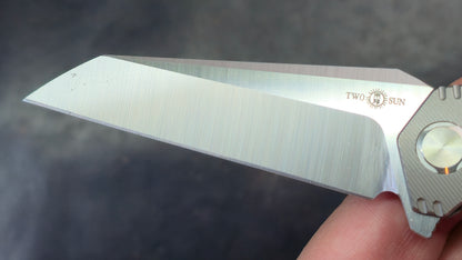 TwoSun TS298 Titanium Handle M390 Plain Edge (NEW)