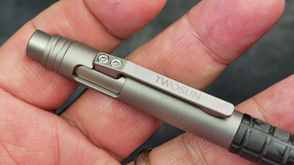 TwoSun PEN57 Push Button Carbon Fiber Titanium Body Black Ink (NEW)