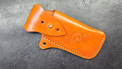 TwoSun Folding Knife Sheath Brown Cow Leather Sheath-M (NEW)