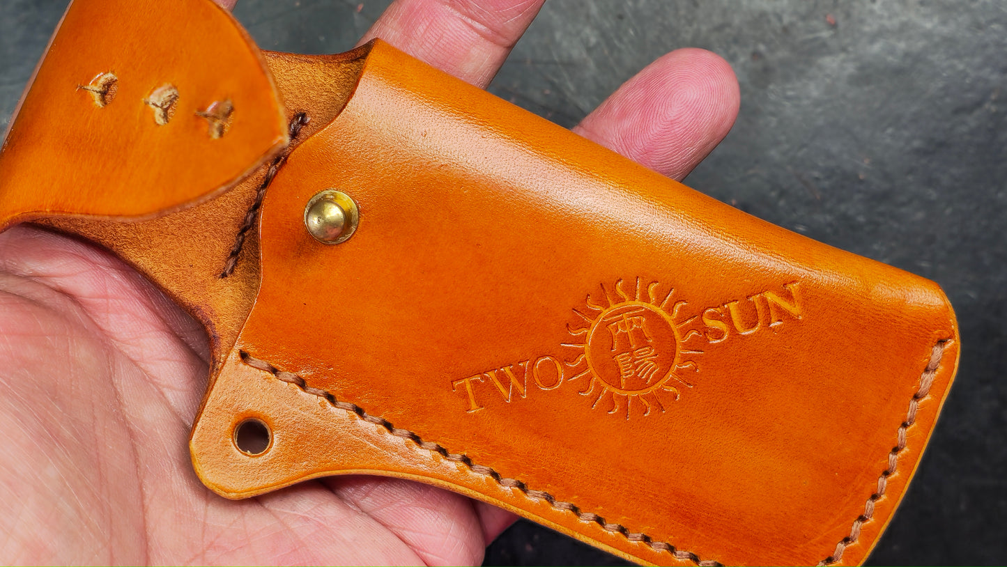 TwoSun Folding Knife Sheath Brown Cow Leather Sheath-M (NEW)