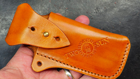 TwoSun Folding Knife Sheath Brown Cow Leather Sheath-M (NEW)