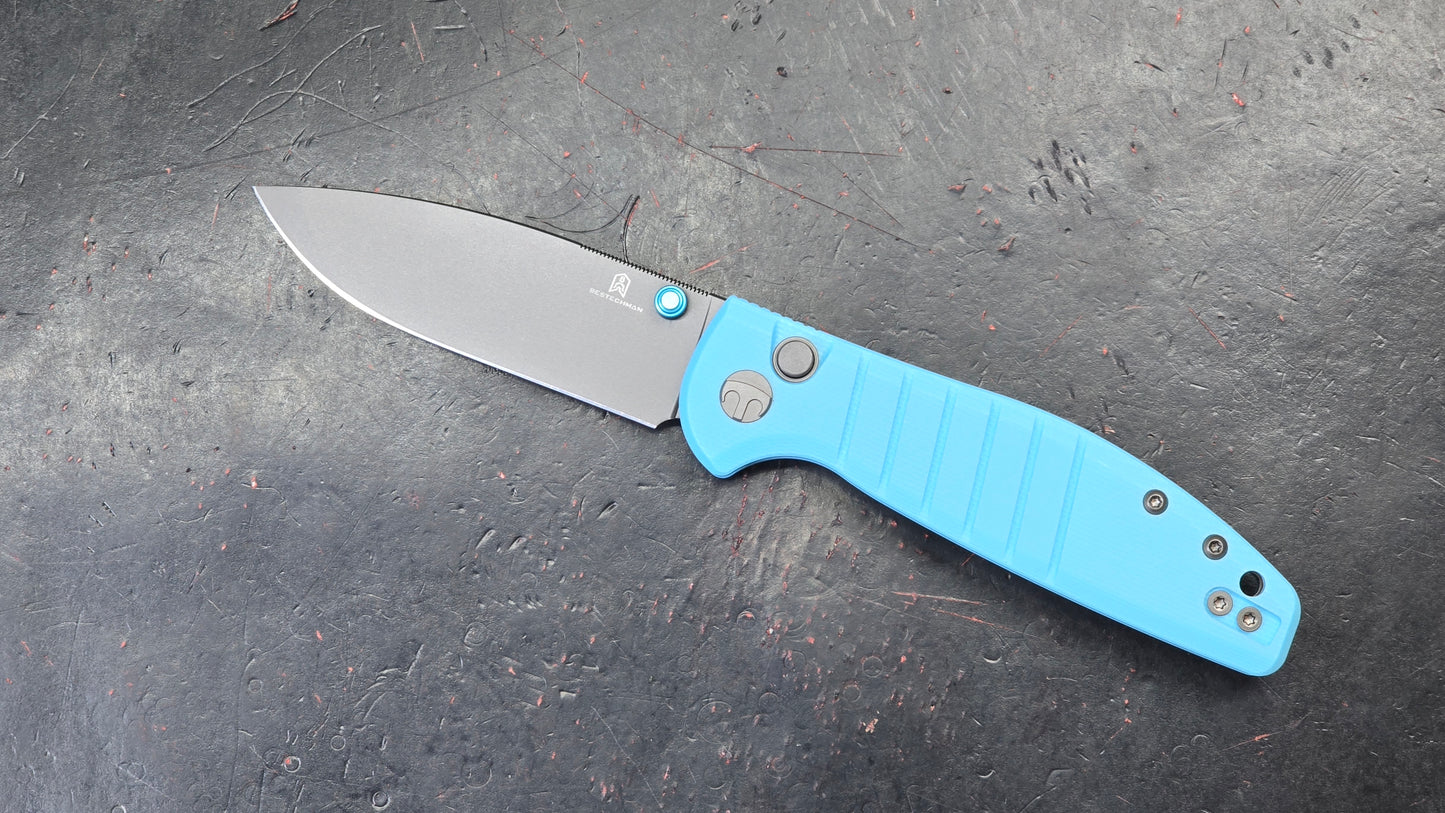 Bestechman Goodboy Jr Blue G10 D2 Gray/PVD (NEW - OPEN BOX)