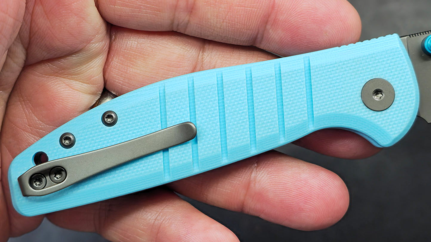 Bestechman Goodboy Jr Blue G10 D2 Gray/PVD (NEW - OPEN BOX)
