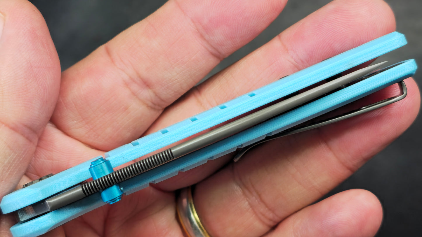 Bestechman Goodboy Jr Blue G10 D2 Gray/PVD (NEW - OPEN BOX)