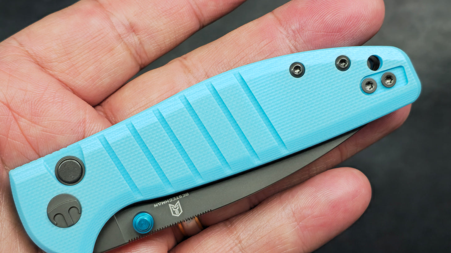 Bestechman Goodboy Jr Blue G10 D2 Gray/PVD (NEW - OPEN BOX)