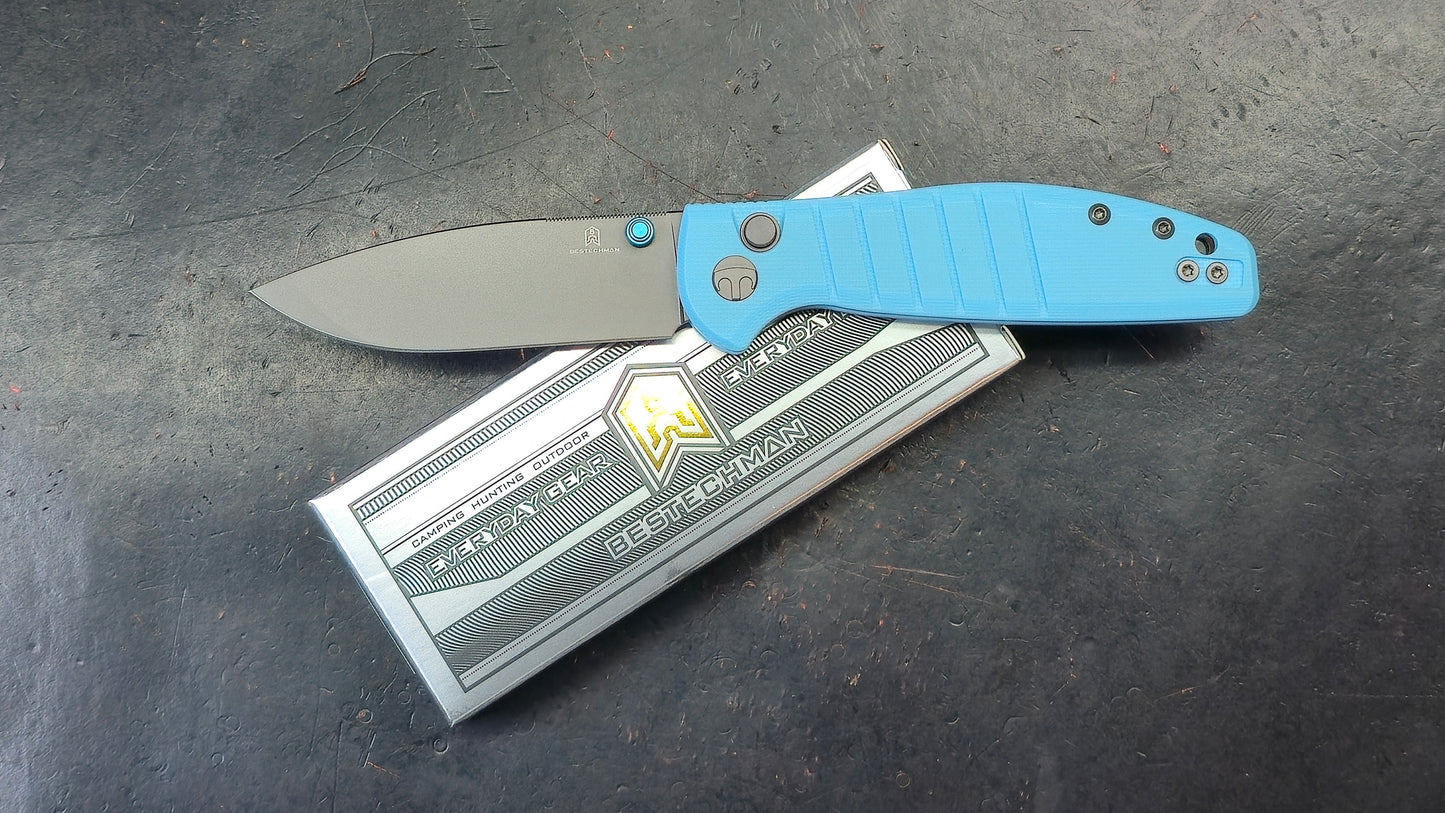 Bestechman Goodboy Jr Blue G10 D2 Gray/PVD (NEW - OPEN BOX)
