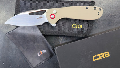 CJRB Lago Folding Knife Tan G10 Handle AR-RPM9 (NEW)