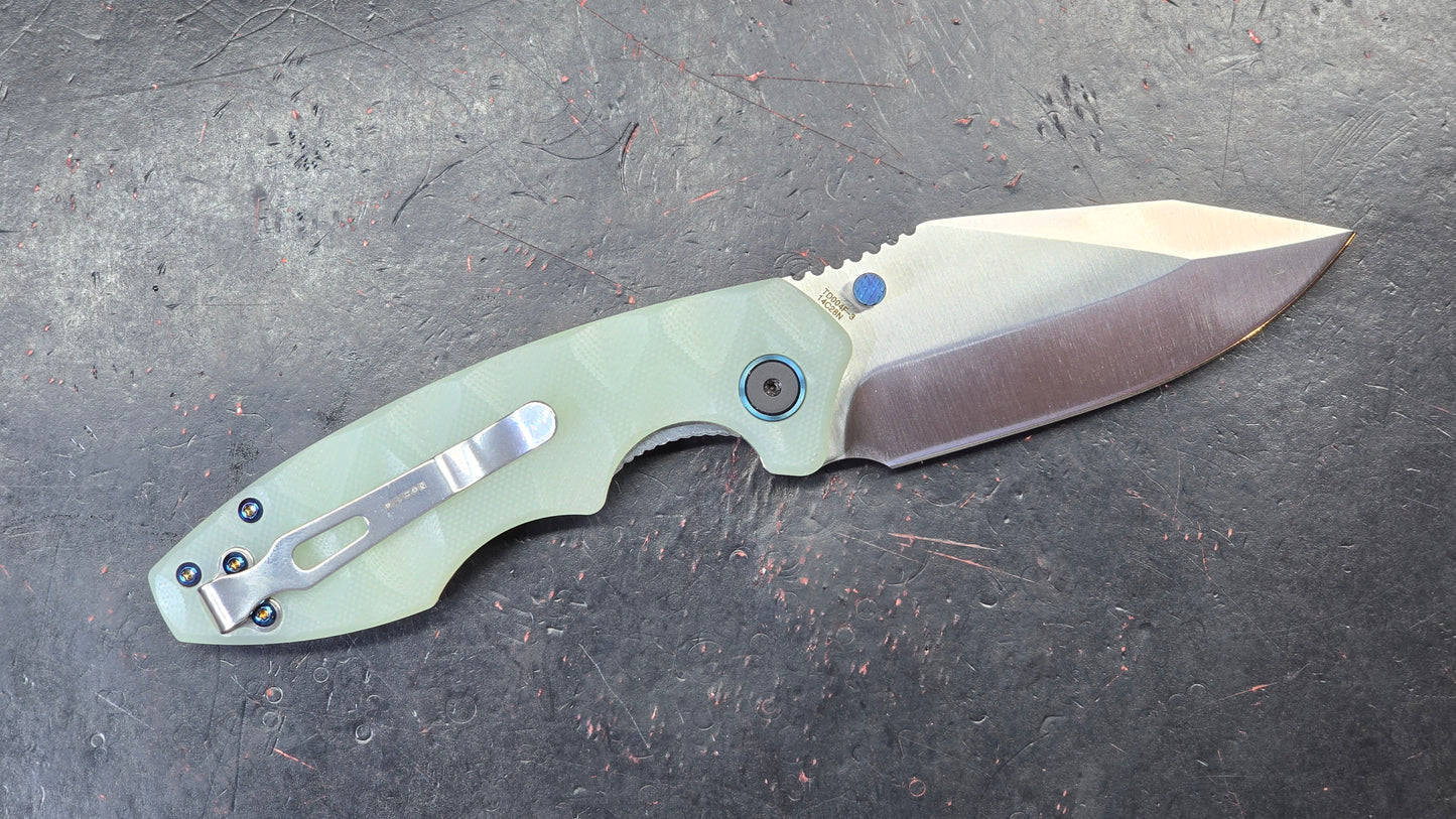 Defcon Revive TD004F-3 Jade Sculpted G10 Handle 14C28N Plain Edge Satin (NEW)