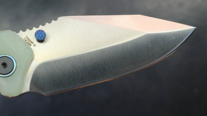 Defcon Revive TD004F-3 Jade Sculpted G10 Handle 14C28N Plain Edge Satin (NEW)