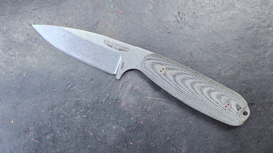 Bradford Knives Guardian 3.5 Black Micarta Sabre Grind Stonewashed Bohler N690 (NEW)