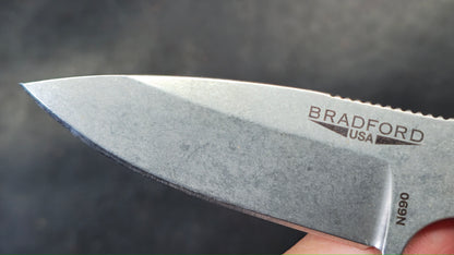 Bradford Knives Guardian 3.5 Black Micarta Sabre Grind Stonewashed Bohler N690 (NEW)
