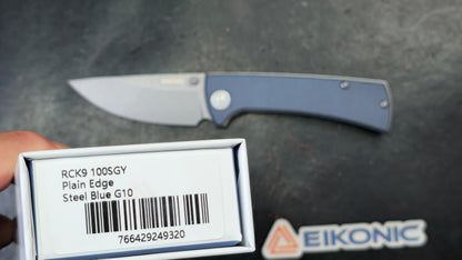 Eikonic RCK9 Folding Knife Steel Blue G10 Handle D2 (NEW)
