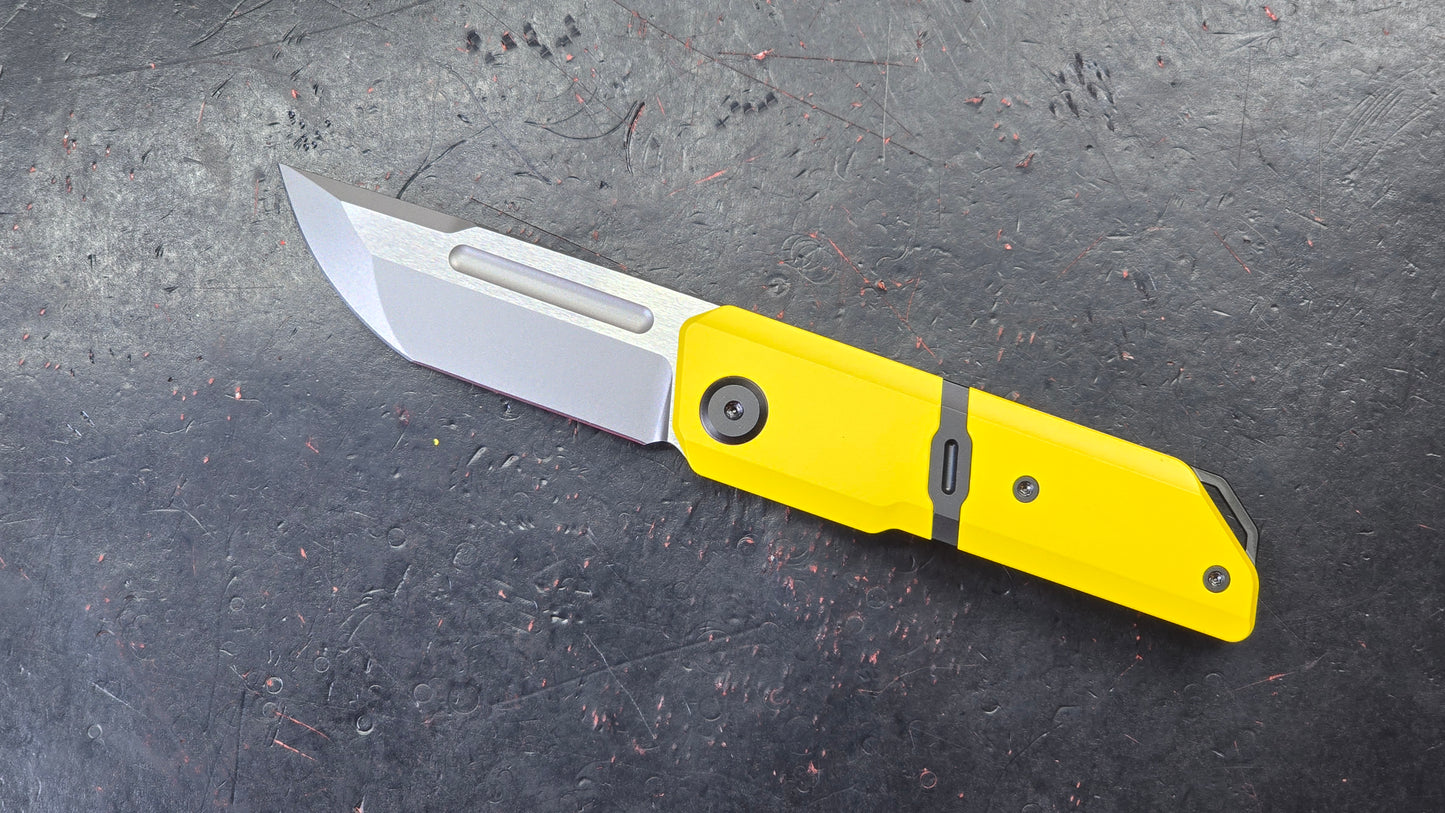 Maxace Capsule Pocket Knife Cerakote Yellow/Black Titanium Handle Magnacut (NEW)