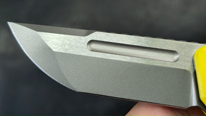 Maxace Capsule Pocket Knife Cerakote Yellow/Black Titanium Handle Magnacut (NEW)