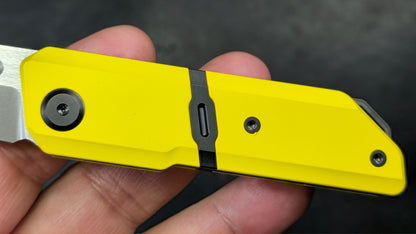 Maxace Capsule Pocket Knife Cerakote Yellow/Black Titanium Handle Magnacut (NEW)