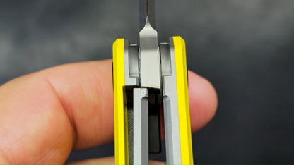 Maxace Capsule Pocket Knife Cerakote Yellow/Black Titanium Handle Magnacut (NEW)