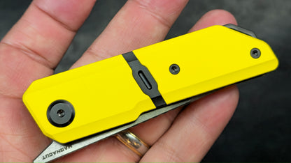Maxace Capsule Pocket Knife Cerakote Yellow/Black Titanium Handle Magnacut (NEW)