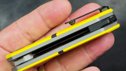 Maxace Capsule Pocket Knife Cerakote Yellow/Black Titanium Handle Magnacut (NEW)