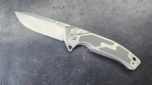 Remette Steed Titanium/Carbon Fiber Handle with Reversible Clip, M390 (USED)
