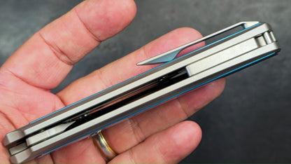 Sixleaf SL-79 Titanium / Aluminum Damascus 10CR15MOV (NEW)