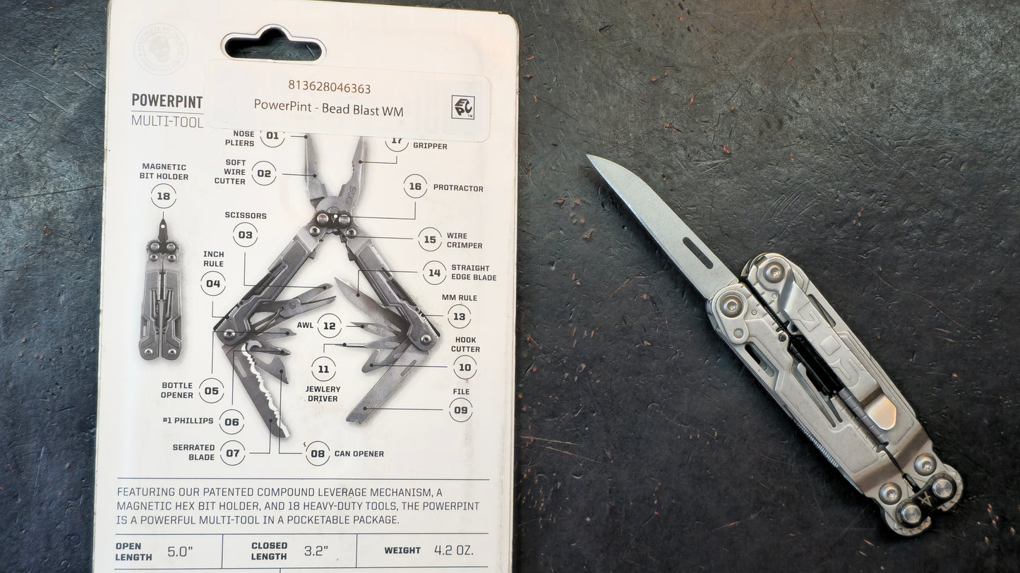 SOG PowerPint MultiTool 18-in-1 Tool Bead Blast Finish (NEW)