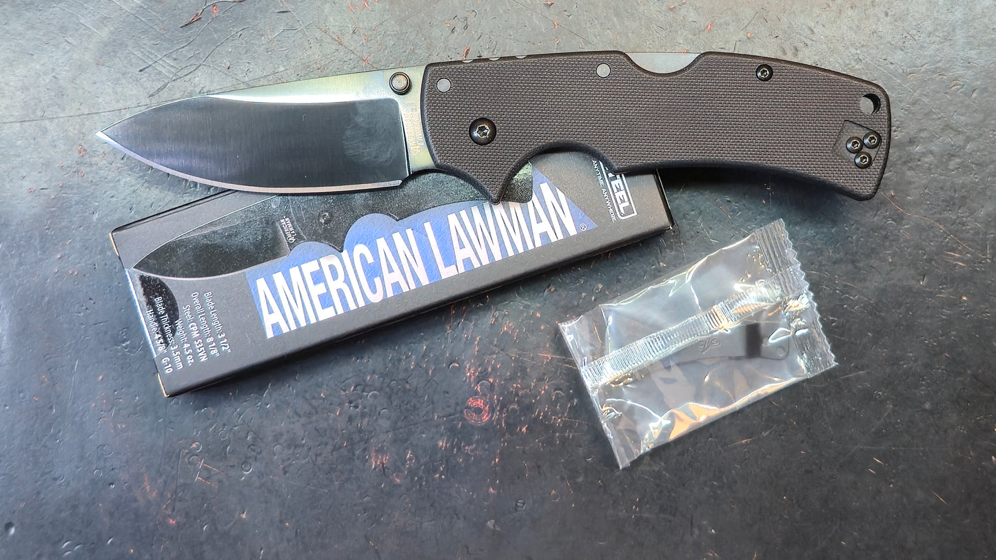 Cold Steel American Lawman 3.5" Drop Point CPM S35VN DLC Coat Blade G-10 Black (NEW)