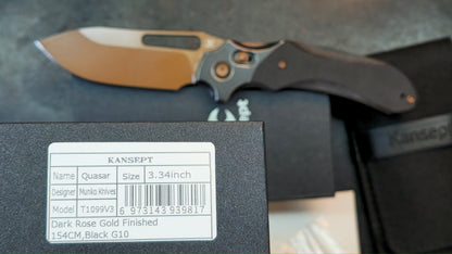 Kansept Quasar Black G10 Handle Dark Rose Gold 154CM (NEW)