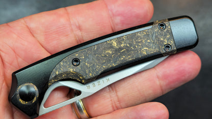 Kizer Ara Black Titanium with Gold Carbon Fiber Handle S45VN (NEW)