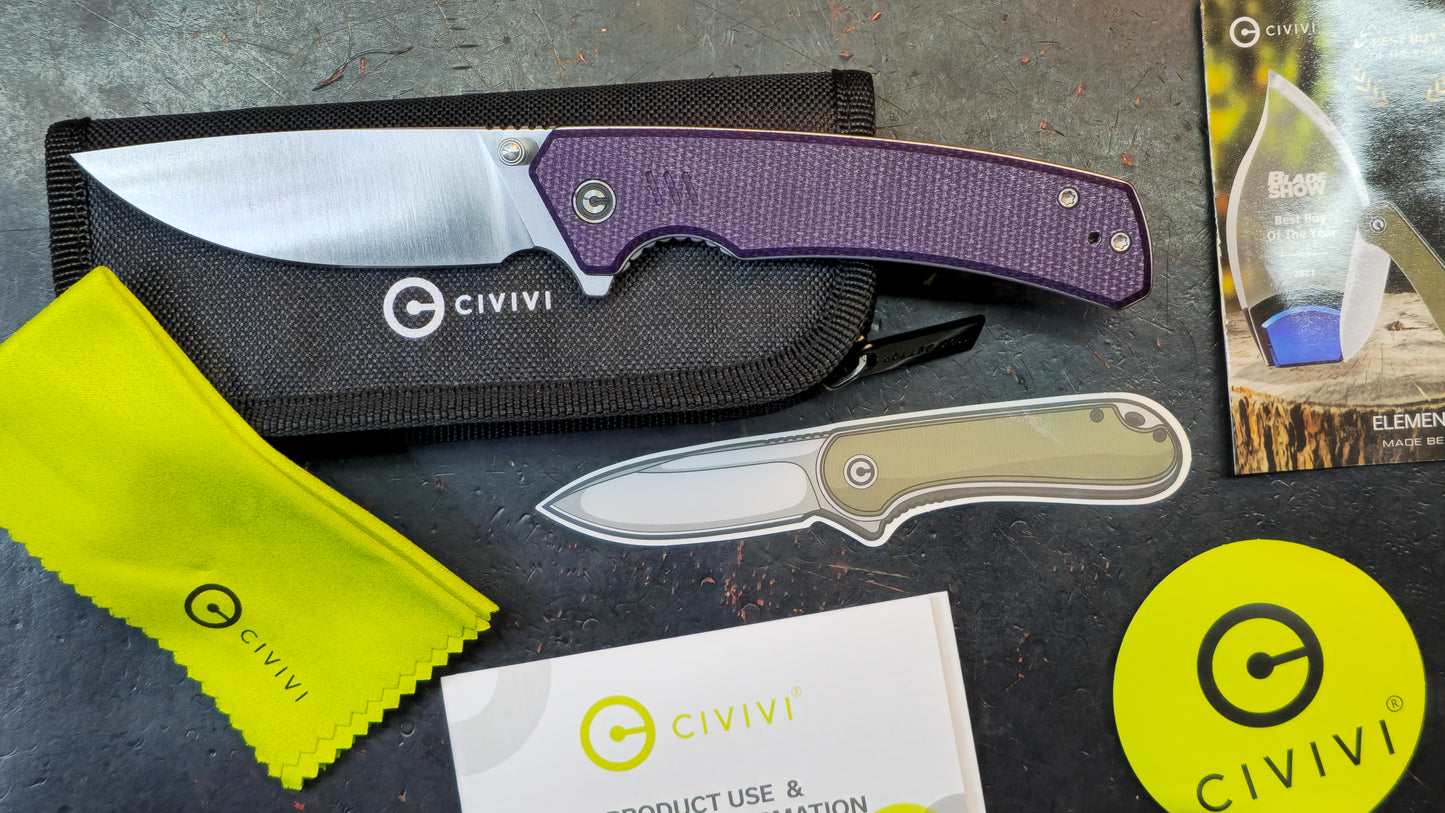Civivi Merit Purple Canvas Micarta Handle 14C28N (NEW)